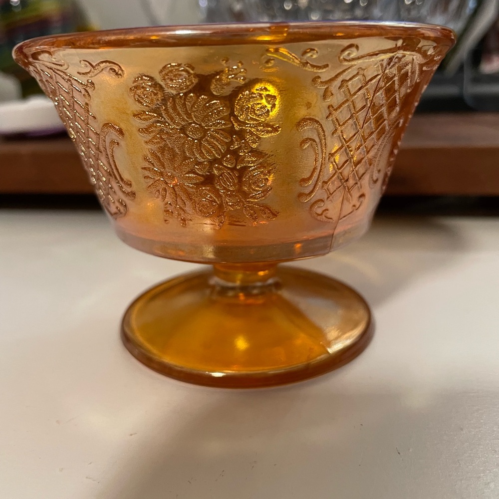 Vintage Amber Glass Compote